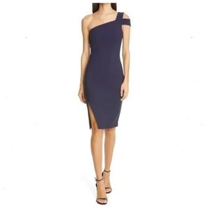 LIKELY Packard One Shoulder Navy Sheath Dress